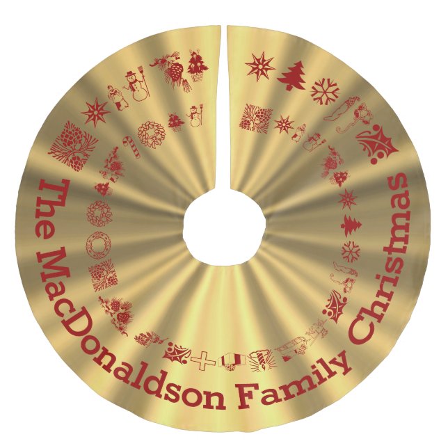 Falda Para El Árbol De Navidad De Poliéster Navidades familiares personalizados (Anverso)