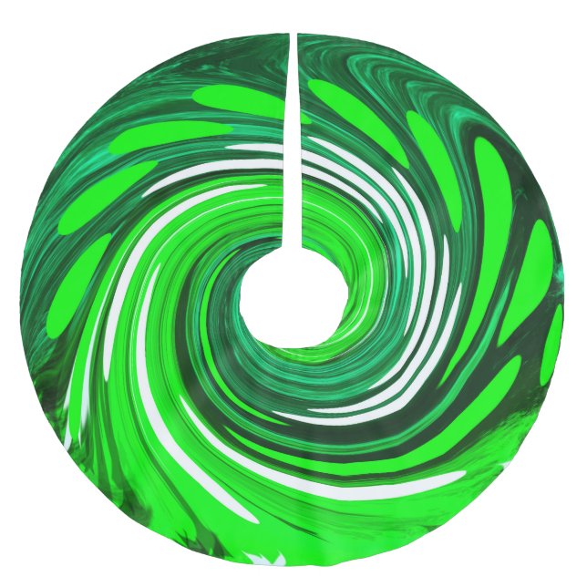 Falda Para El Árbol De Navidad De Poliéster Navidades felices de verde festivo (Anverso)