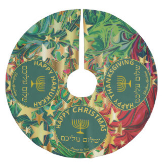 Falda Para El Árbol De Navidad De Poliéster Navidades felices Hanukkah Acción de Gracias Perso