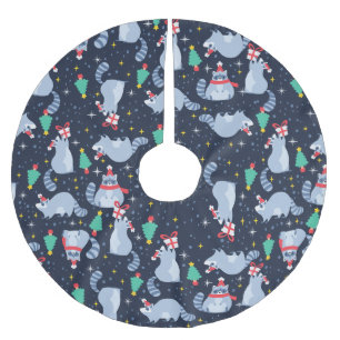 Falda Para El Árbol De Navidad De Poliéster navidades feos mapache santa claus xmas tree
