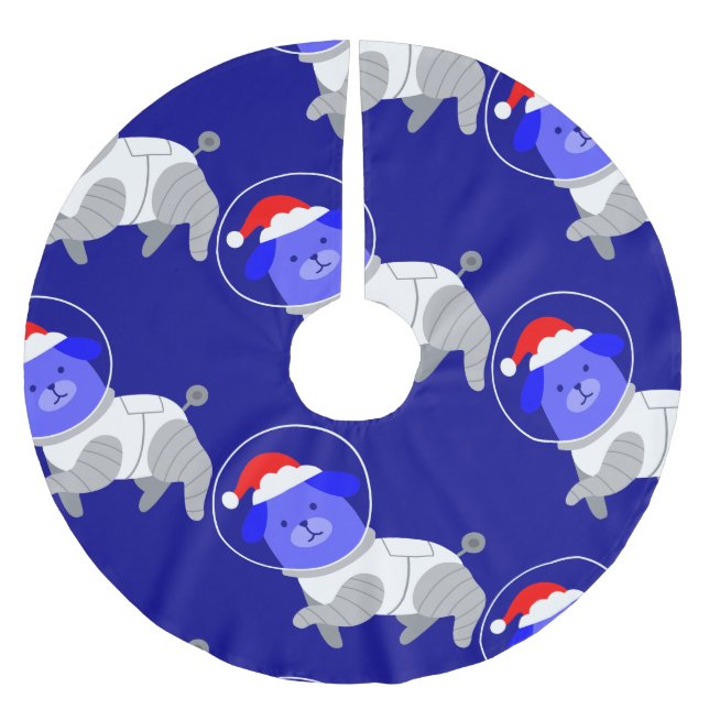 Falda Para El Árbol De Navidad De Poliéster navidades feos y astronautas santa (Anverso)