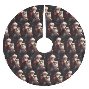 Falda Para El Árbol De Navidad De Poliéster Navidades festivos de Pomerania con Santa Claus