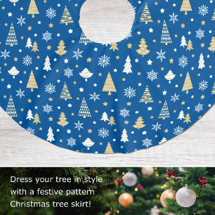 Falda Para El Árbol De Navidad De Poliéster Navidades festivos Patrón de copos de nieve Azul