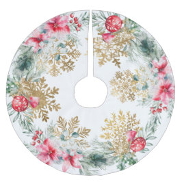 Falda Para El Árbol De Navidad De Poliéster Navidades Fiesta Red Poinsettia