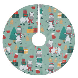 Falda Para El Árbol De Navidad De Poliéster navidades fiestas de invierno de cebra santa navid