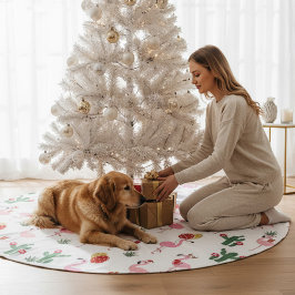 Falda Para El Árbol De Navidad De Poliéster Navidades Flamingo Fiesta | Vacaciones