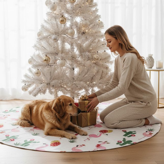 Falda Para El Árbol De Navidad De Poliéster Navidades Flamingo Fiesta | Vacaciones (Subido por el creador)