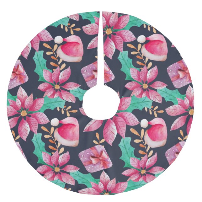 Falda Para El Árbol De Navidad De Poliéster Navidades Floral (Anverso)