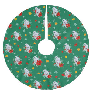 Falda Para El Árbol De Navidad De Poliéster Navidades furtivos/Perro de invierno Samoyed