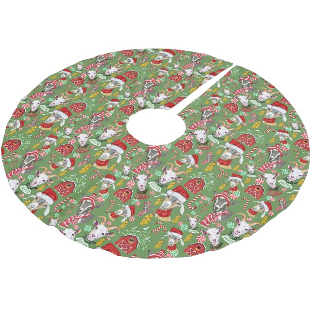 Falda Para El Árbol De Navidad De Poliéster Navidades GOATS Candy and Jingle Bells (Angular)