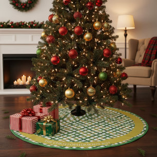 Falda Para El Árbol De Navidad De Poliéster Navidades Gold Green Plaid