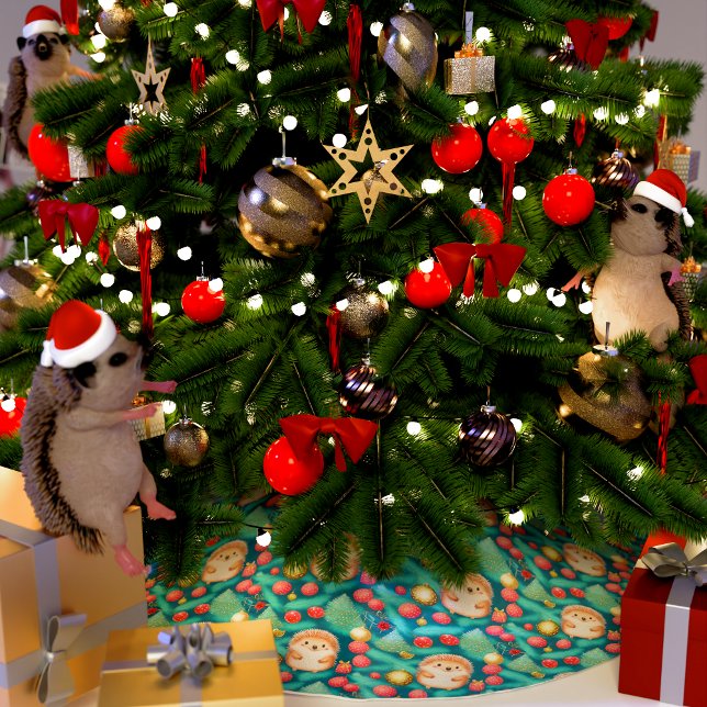 Falda Para El Árbol De Navidad De Poliéster Navidades Hedgehog Whimsical (Subido por el creador)