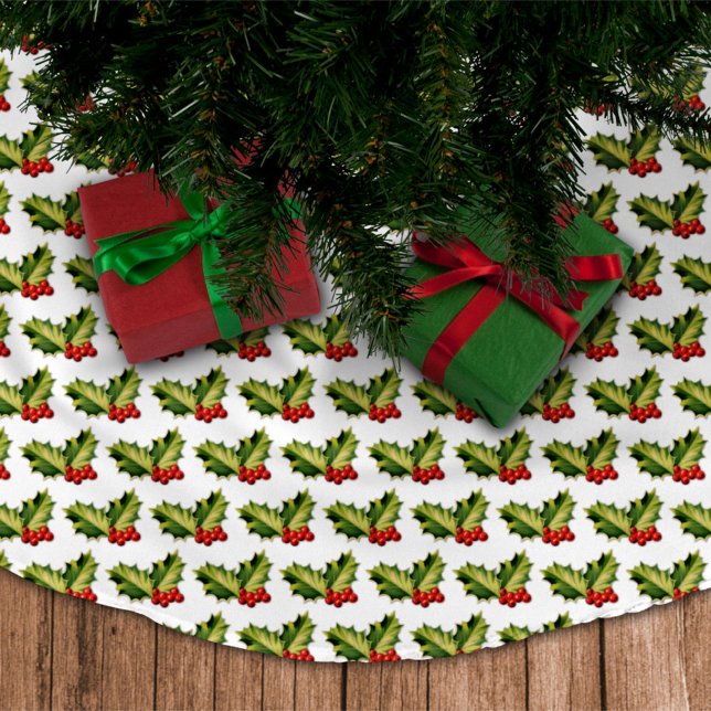 Falda Para El Árbol De Navidad De Poliéster Navidades Holly Leaves & Berries (Subido por el creador)