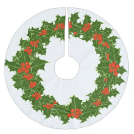 Falda Para El Árbol De Navidad De Poliéster Navidades Holly Wreath Cepillado Esquí del árbol p