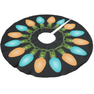 Falda Para El Árbol De Navidad De Poliéster Navidades iluminan el círculo en Naranja y azul