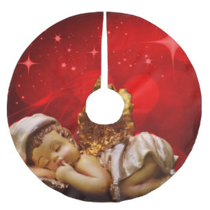 Falda Para El Árbol De Navidad De Poliéster Navidades Jesús, Angel Bebé Durmiente