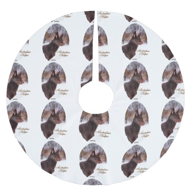 Falda Para El Árbol De Navidad De Poliéster Navidades Kelpie de Australia (Anverso)