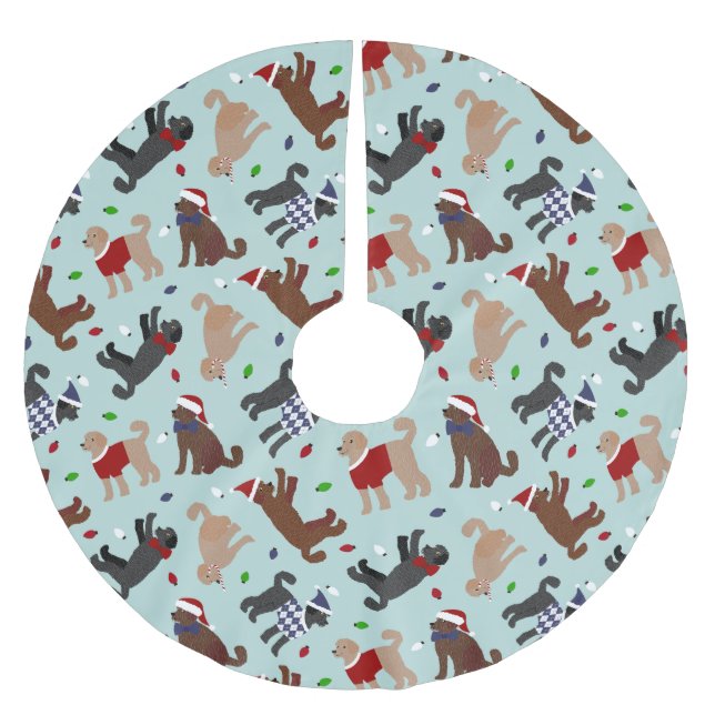 Falda Para El Árbol De Navidad De Poliéster Navidades Labradoodle Blue (Anverso)
