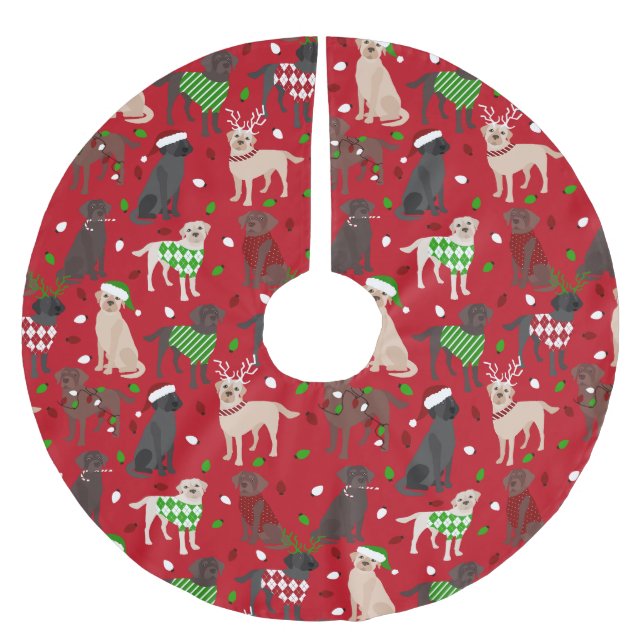 Falda Para El Árbol De Navidad De Poliéster Navidades Labrador Retriever (Anverso)