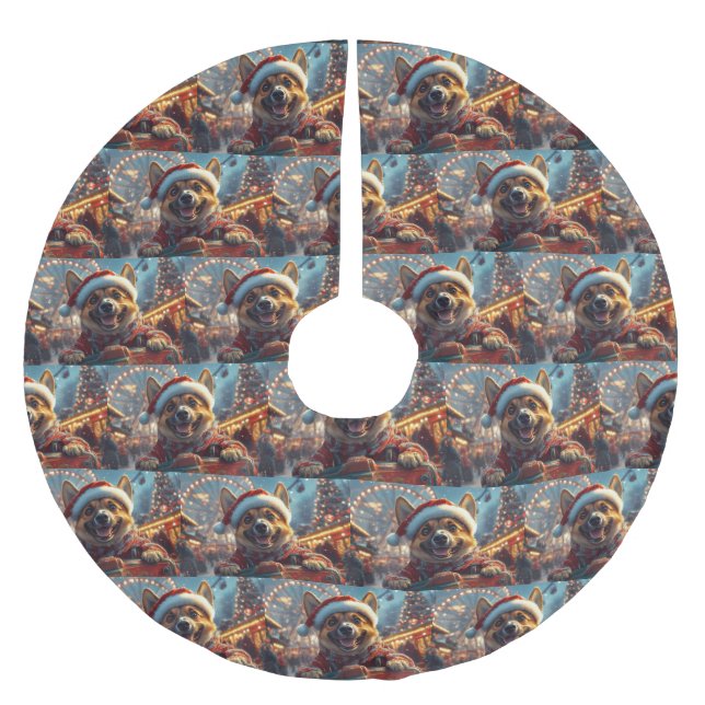 Falda Para El Árbol De Navidad De Poliéster Navidades malineses de montaña rusa (Anverso)