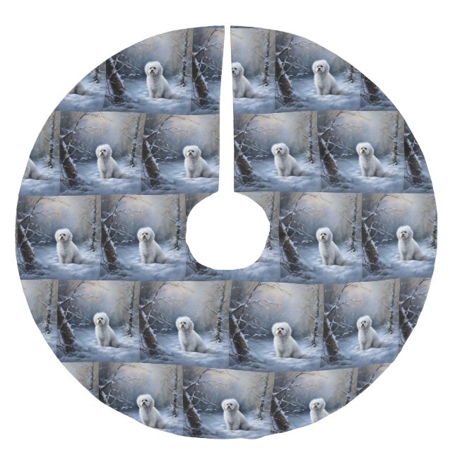 Falda Para El Árbol De Navidad De Poliéster Navidades malteses que dejen que nieve (Anverso)