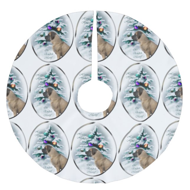 Falda Para El Árbol De Navidad De Poliéster Navidades Mastiff de Inglaterra (Anverso)
