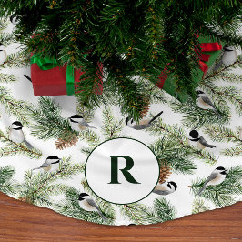 Falda Para El Árbol De Navidad De Poliéster Navidades Monogramo País Ramas de pájaros Pino