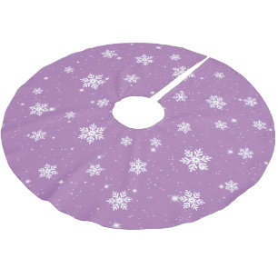 Falda Para El Árbol De Navidad De Poliéster Navidades morados estrellas con copas de nieve pat