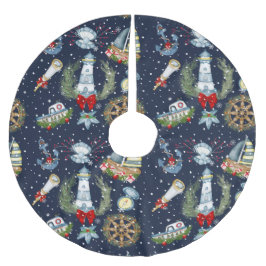 Falda Para El Árbol De Navidad De Poliéster Navidades náuticos