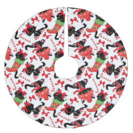 FALDA PARA EL ÁRBOL DE NAVIDAD DE POLIÉSTER NAVIDADES NEGROS CUIDADOS KITTENS EN ALMACENES