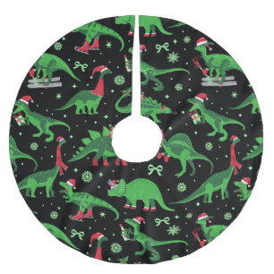 Falda Para El Árbol De Navidad De Poliéster navidades negros dinosaurios estegosaurus tricerat