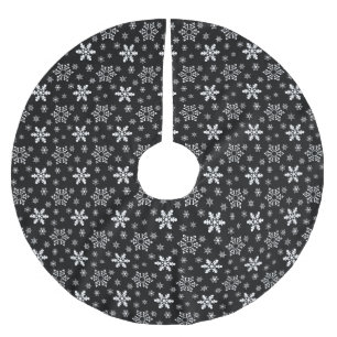 Falda Para El Árbol De Navidad De Poliéster Navidades NEGROS Y BLANCOS SNOWFLAKE PATRONES