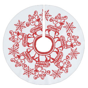 Falda Para El Árbol De Navidad De Poliéster Navidades nórdicos de renos rojos y copos de niev