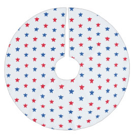 Falda Para El Árbol De Navidad De Poliéster Navidades patrióticos de estrellas azules rojas
