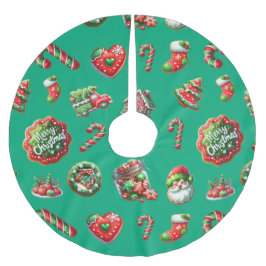 Falda Para El Árbol De Navidad De Poliéster Navidades patrón de panadería de galletas