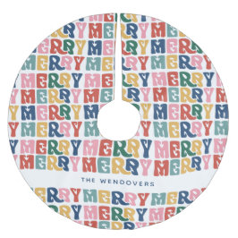 Falda Para El Árbol De Navidad De Poliéster Navidades Personalizados de letras de burbujas ret