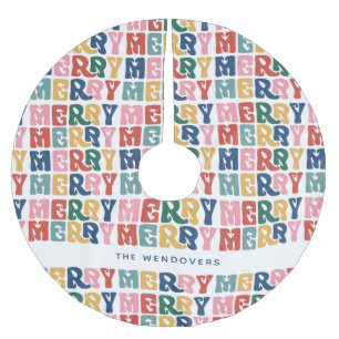Falda Para El Árbol De Navidad De Poliéster Navidades Personalizados de letras de burbujas ret