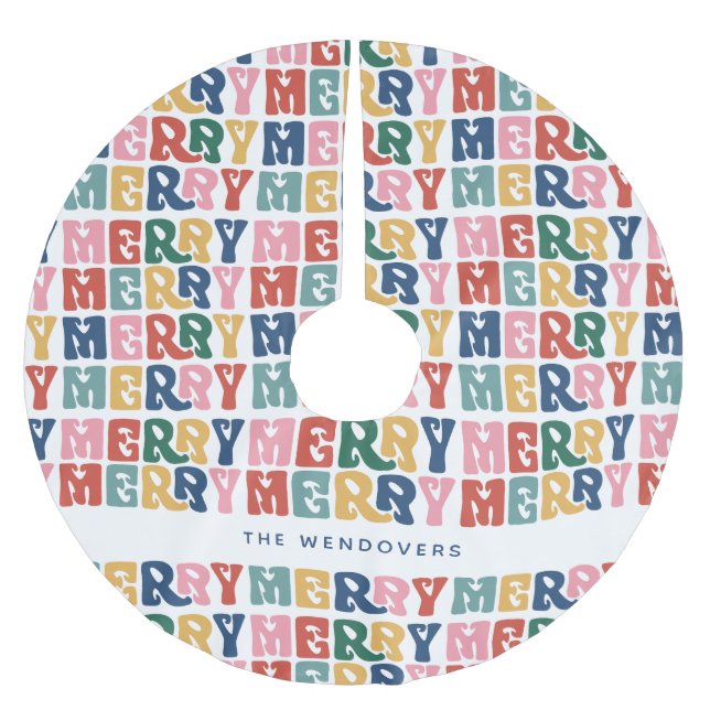 Falda Para El Árbol De Navidad De Poliéster Navidades Personalizados de letras de burbujas ret (Anverso)