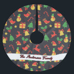 Falda Para El Árbol De Navidad De Poliéster Navidades personalizados Patrón de falda de árbol<br><div class="desc">Añada un toque festivo a su decoración navideña con esta falda negra de árbol de Navidad, con un delicioso patrón de dulces, hombres de nieve, árboles de Navidad, cajas de regalos y mistletoe. Esta falda llamativa, hecha con tejidos de alta calidad, realza el árbol y protege el suelo de las...</div>