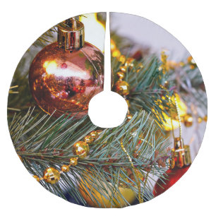 Falda Para El Árbol De Navidad De Poliéster Navidades Pine Bauble y Garland