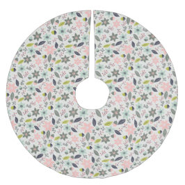 Falda Para El Árbol De Navidad De Poliéster Navidades Poinsettia Acorns Gray Aqua Lime Green