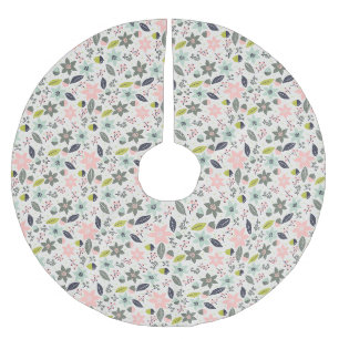 Falda Para El Árbol De Navidad De Poliéster Navidades Poinsettia Acorns Gray Aqua Lime Green