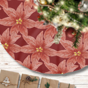Falda Para El Árbol De Navidad De Poliéster Navidades Poinsettia Flor Rojo Botánico