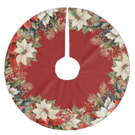 Falda Para El Árbol De Navidad De Poliéster Navidades Poinsettias