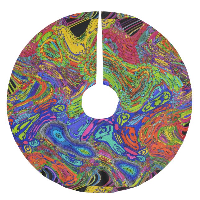 Falda Para El Árbol De Navidad De Poliéster Navidades psicodélicos (Anverso)