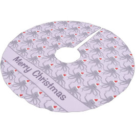 Falda Para El Árbol De Navidad De Poliéster Navidades púrpura Octopus Santa Hat