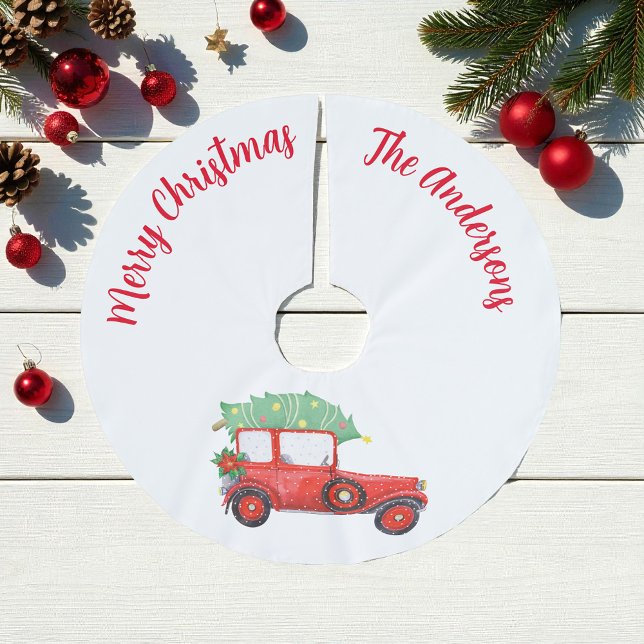 Falda Para El Árbol De Navidad De Poliéster Navidades Red Car White Tree Skirt (Subido por el creador)