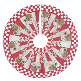 Falda Para El Árbol De Navidad De Poliéster Navidades Retro Gingerbread Bakers