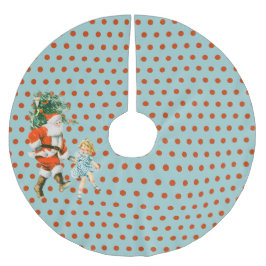 Falda Para El Árbol De Navidad De Poliéster Navidades Retro Vintage de Santa y Chica
