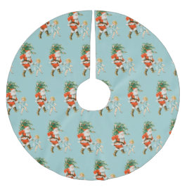 Falda Para El Árbol De Navidad De Poliéster Navidades Retro Vintage de Santa y Chica